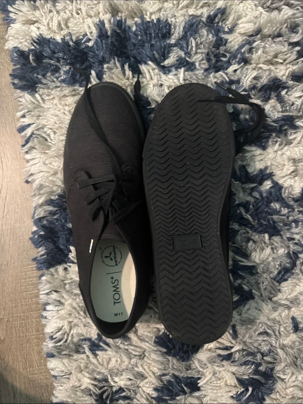 Toms Black Canvas Lace-Up Shoes
